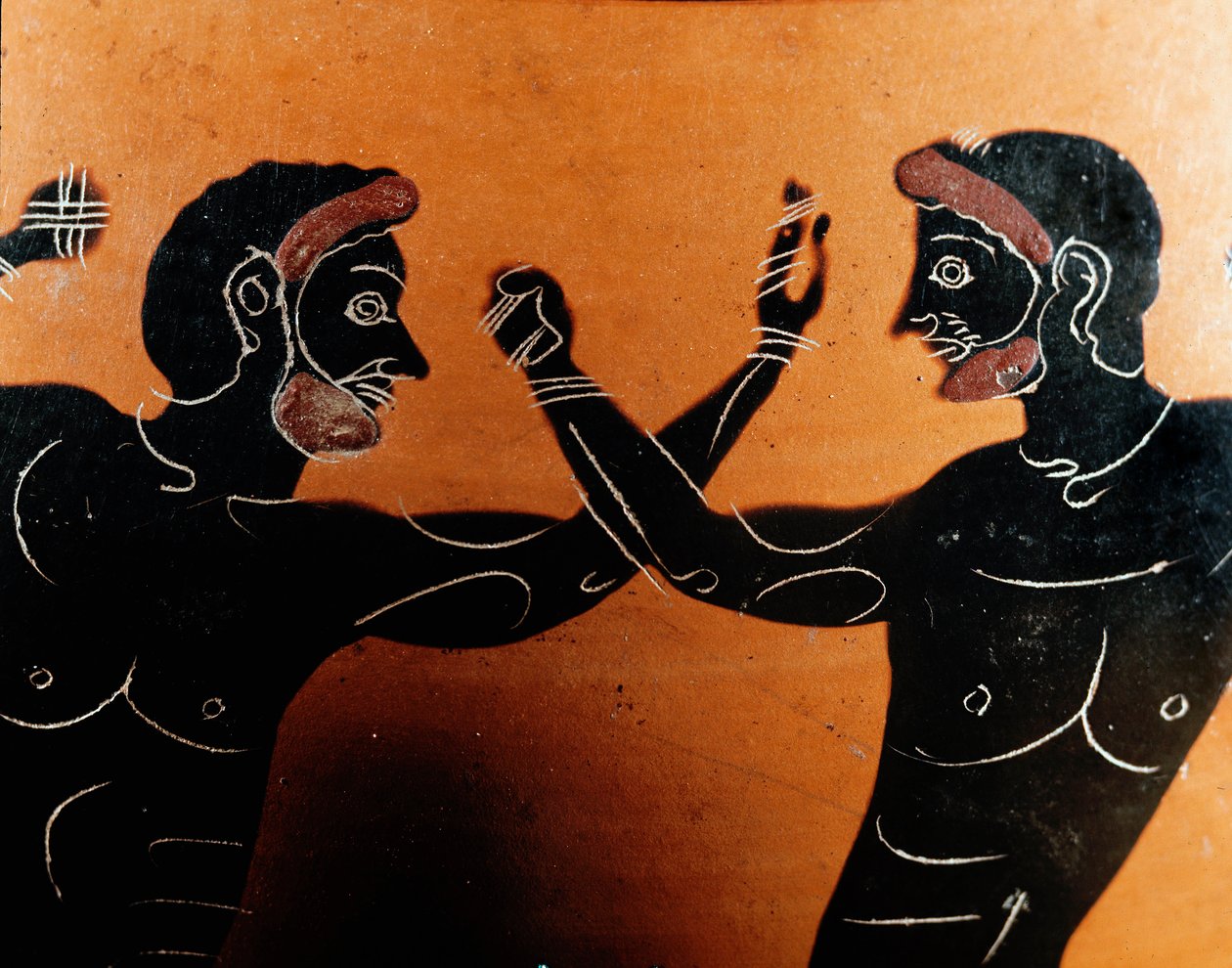 Art grec : amphore panathénaïque en terre cuite : (détail) - Greek