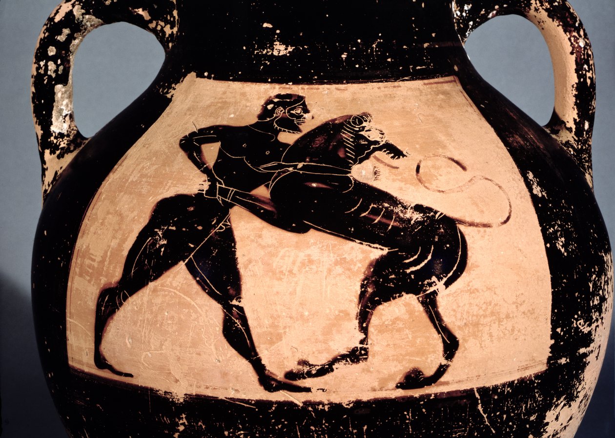 Héraclès luttant avec le lion de Némée, détail d