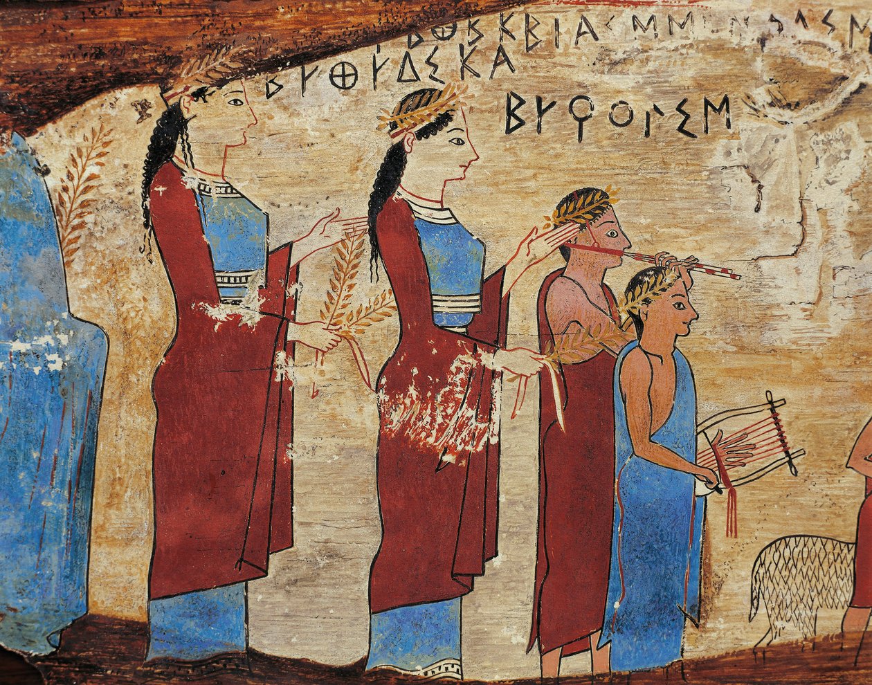 Panneau votif de la grotte de Pitsa près de Sikyon, détail, procession avec porteurs d