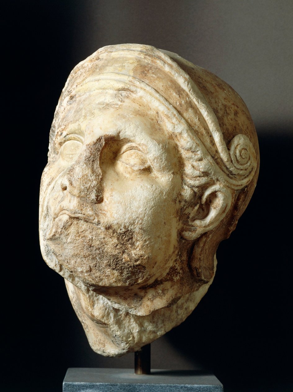 Tête de guerrier par Skopas (340-420 av. J.-C.) du front du temple d