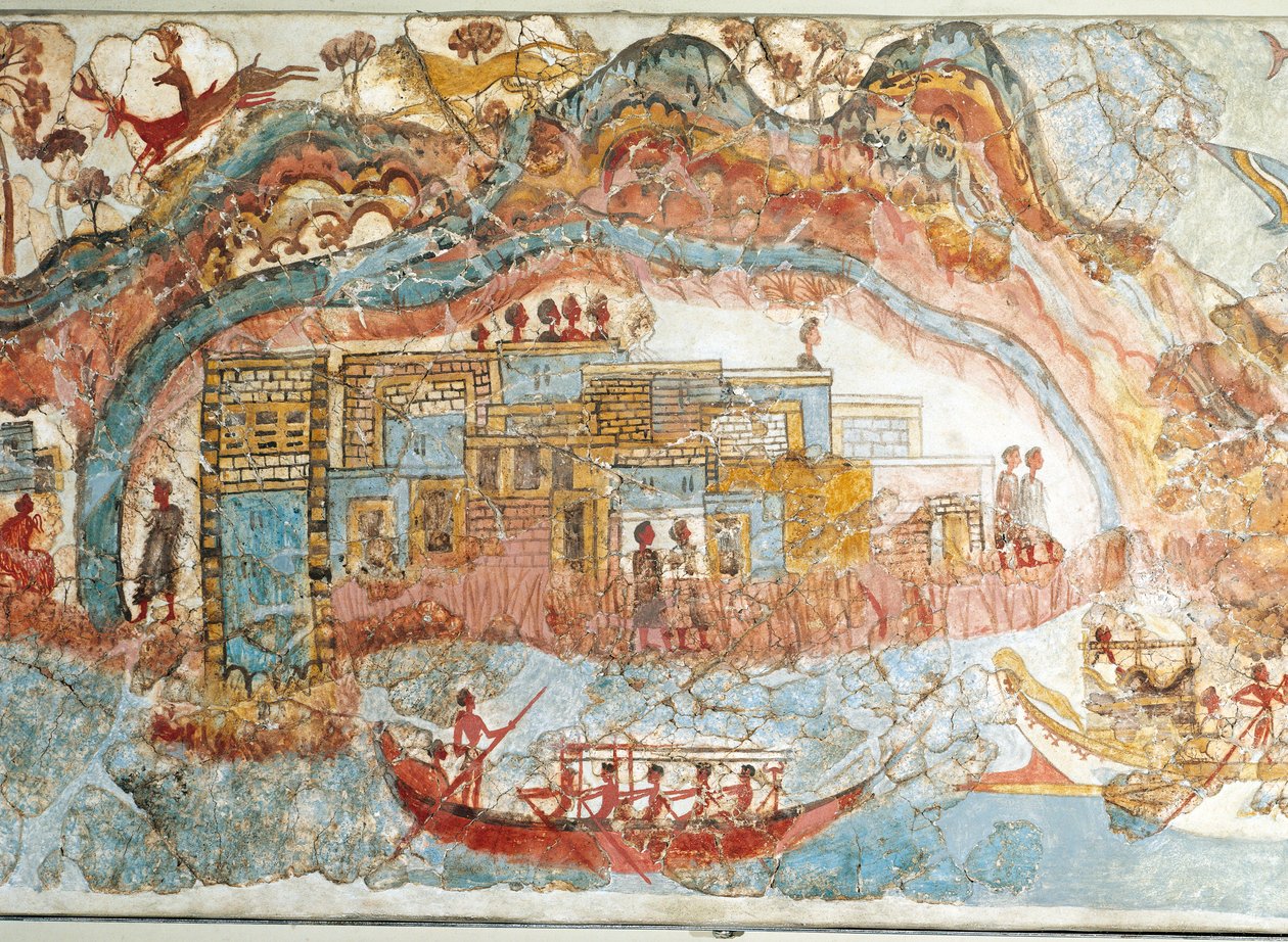 Fresque représentant une procession de navires d