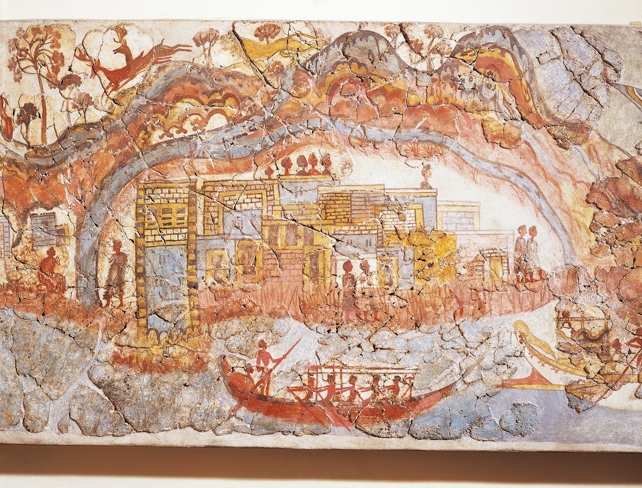 Civilisation grecque, fresque représentant une procession de navires, d