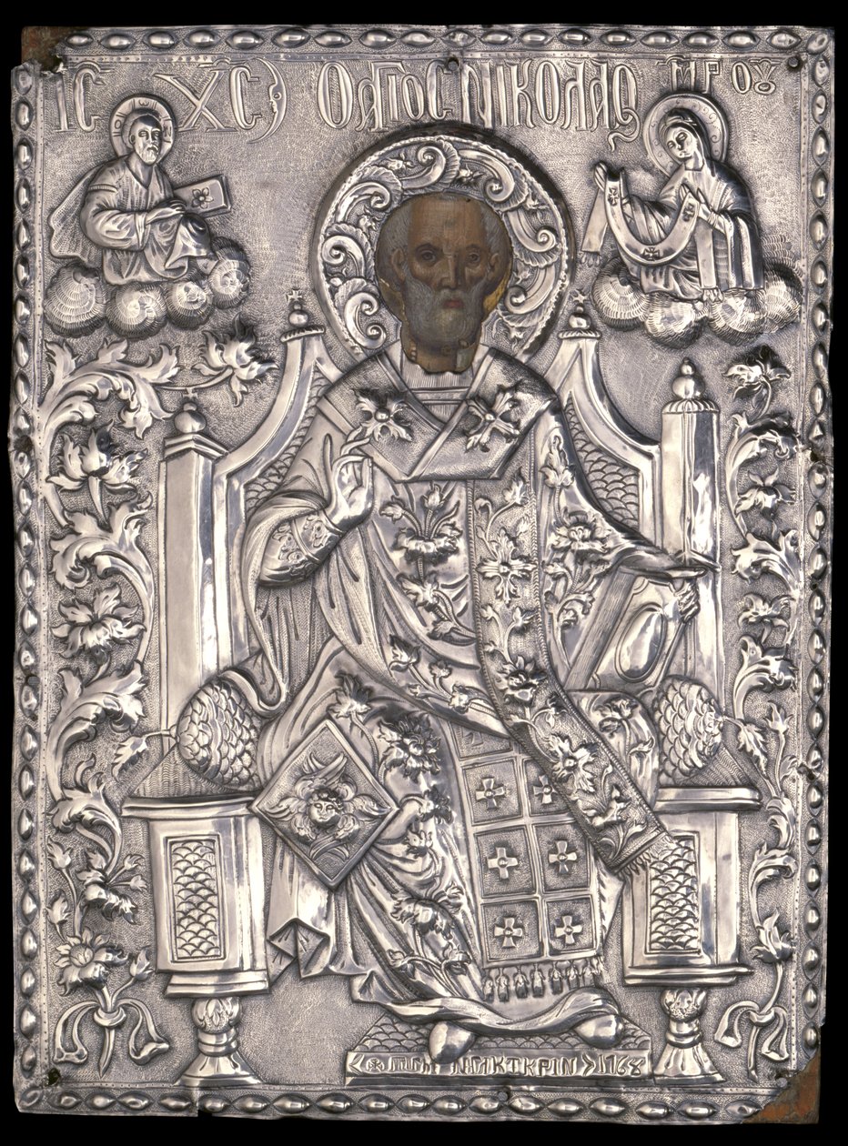 Icône de Saint Nicolas avec moulage en argent, 1768 - Greek School