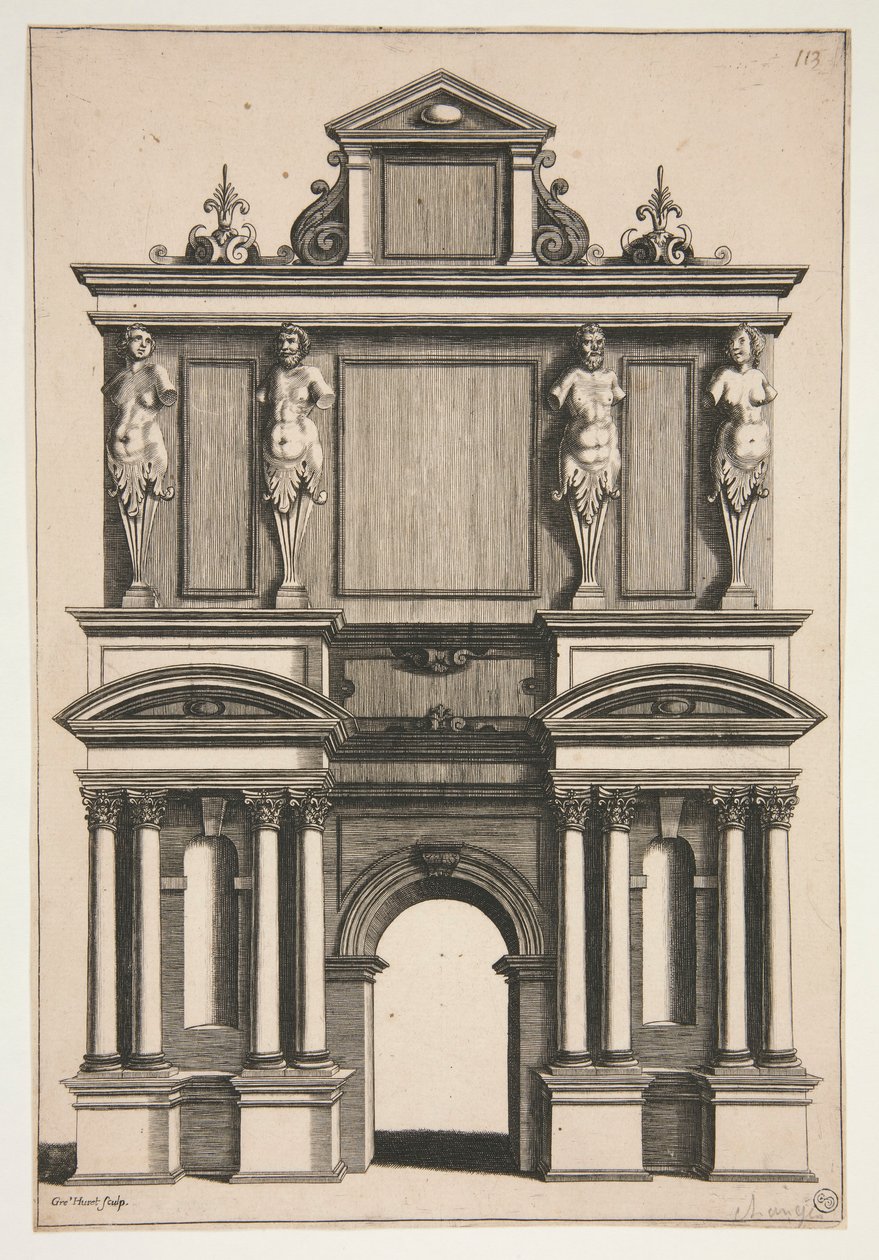 Conception pour une Arche avec Quatre Figures de Termes - Gregoire Huret