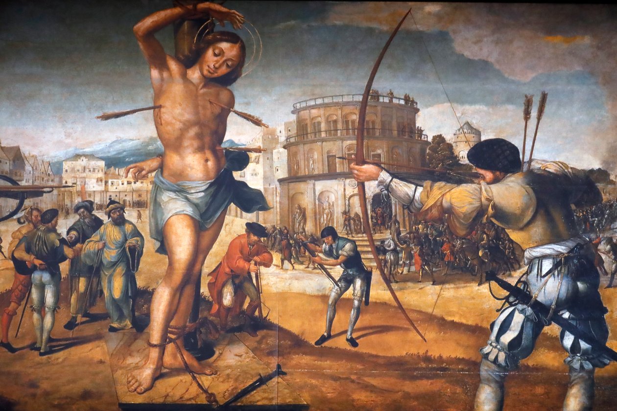 Le Couvent du Christ. Martyre de Saint Sébastien, par le peintre portugais Gregorio Lopes. Tomar. Portugal. - Gregorio Lopez