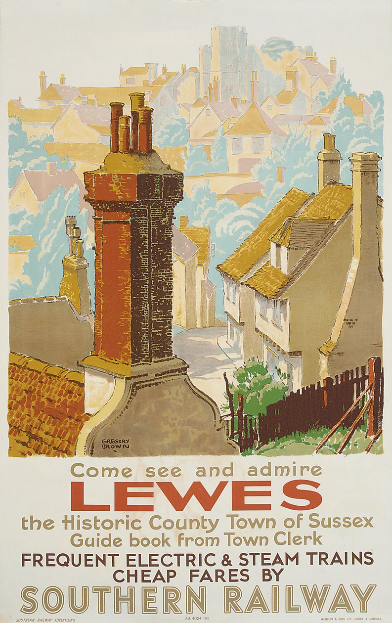 Lewes, affiche publicitaire pour Southern Railway - F. Gregory Brown
