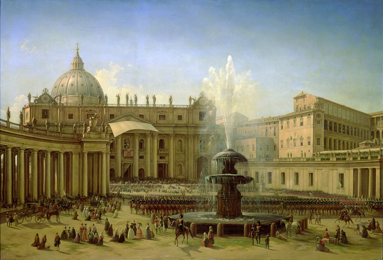 La Piazza San Pietro à Rome au moment d