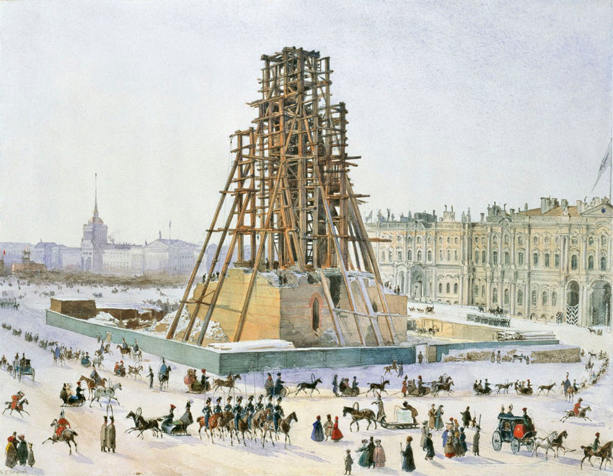 La Colonne Alexandre en échafaudages, 1833 - Grigori Grigorievich Gagarin