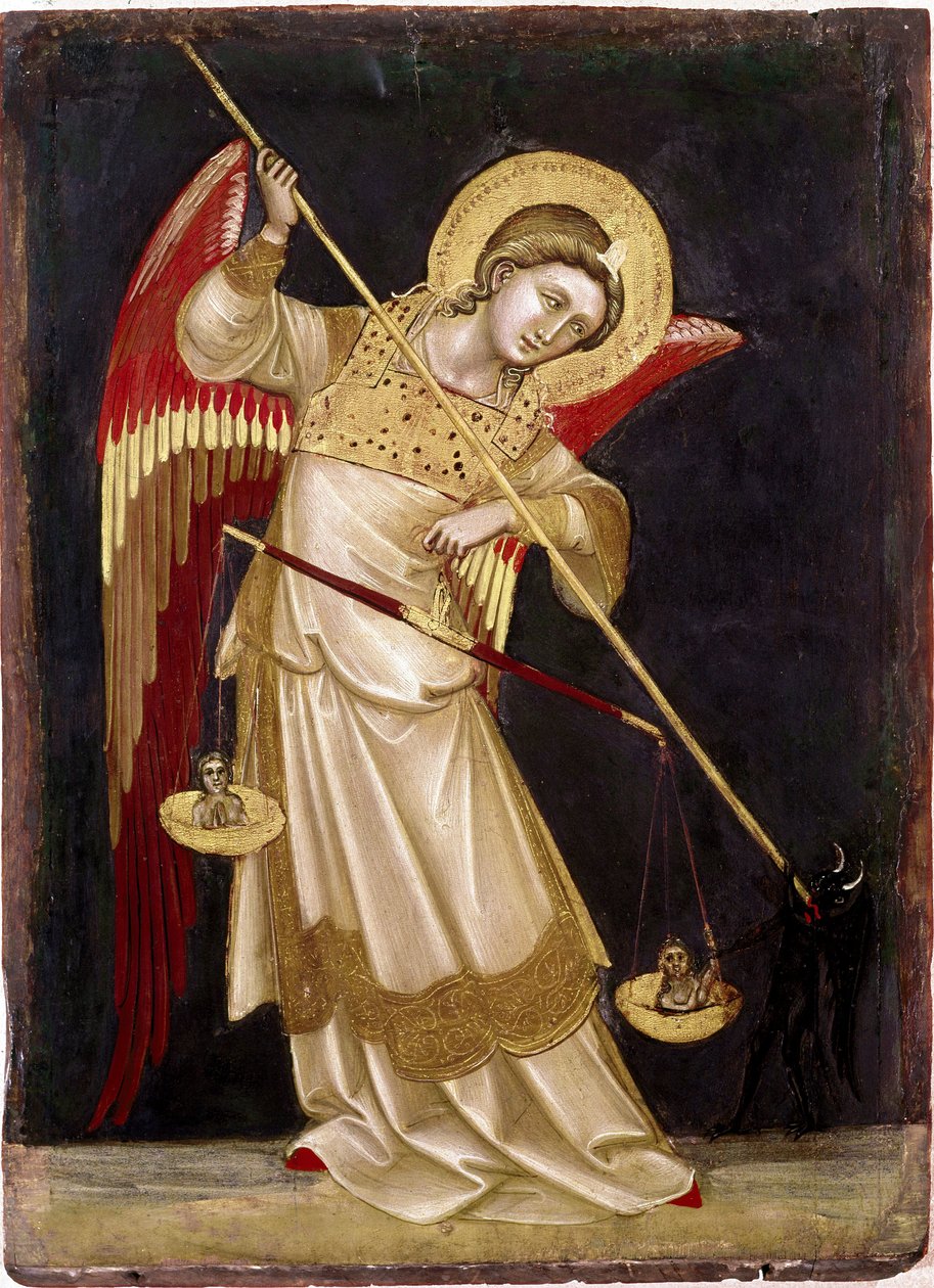 Ange pesant une âme sur une balance - Guariento di Arpo