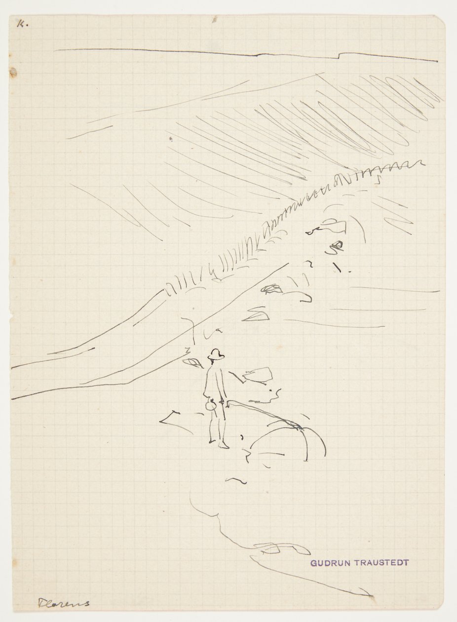 Paysage avec pêcheur au filet. Florence - Gudrun Traustedt