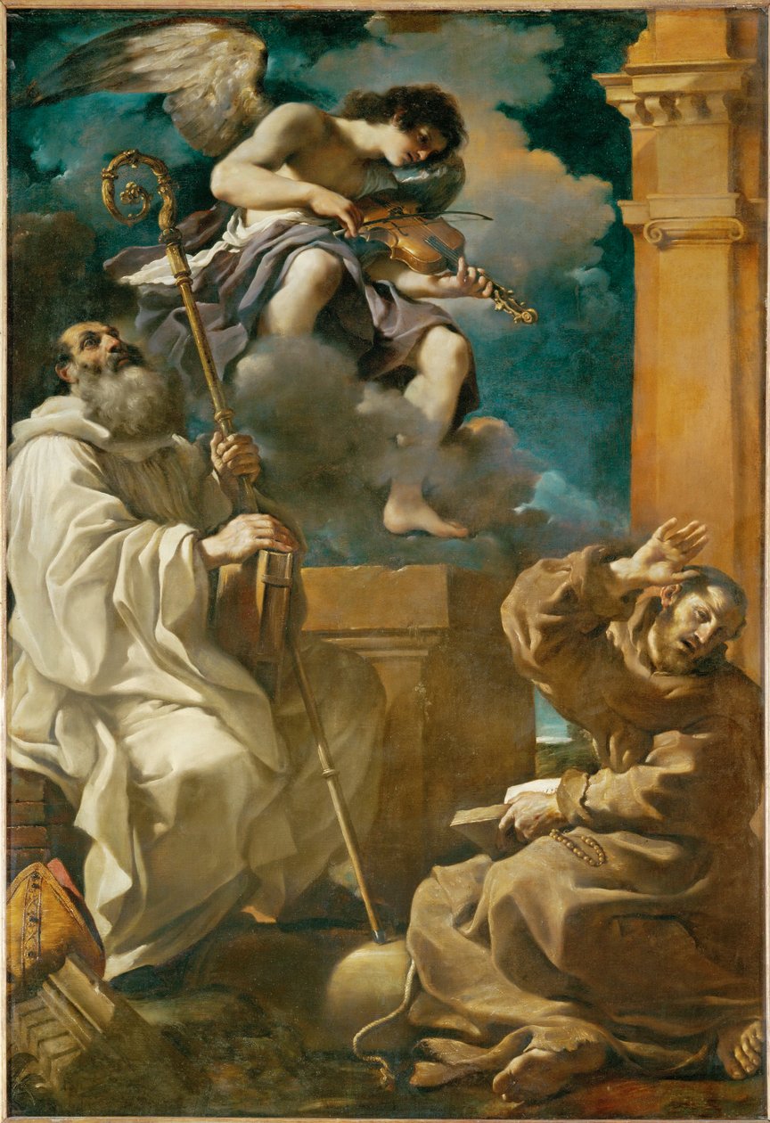 Saint Francois en extase et Saint Benoit avec un ange … - Guercino (1591-1666)