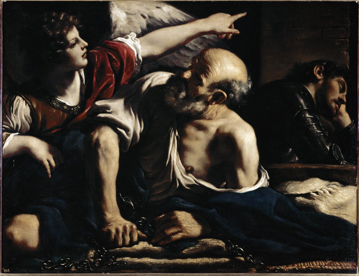 Saint Pierre libéré par un ange - Huile sur toile, vers 1622 - Guercino