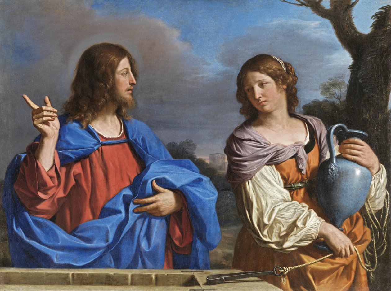 Italien :  Cristo e la Samaritana al pozzo Christ et la femme de Samarie au puits - Guercino