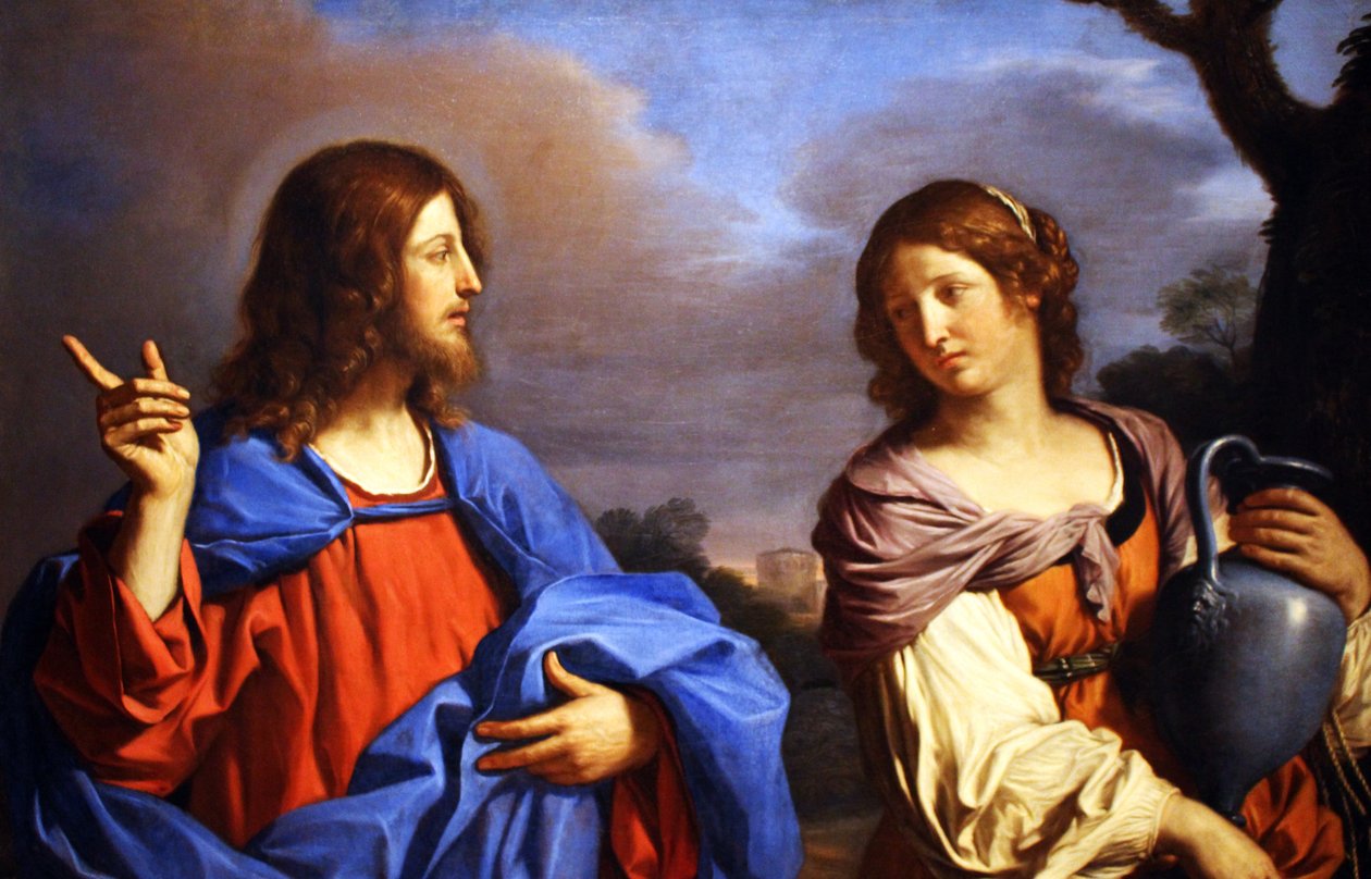 Italien :  Cristo e la Samaritana al pozzo Christ et la femme de Samarie au puits - Guercino