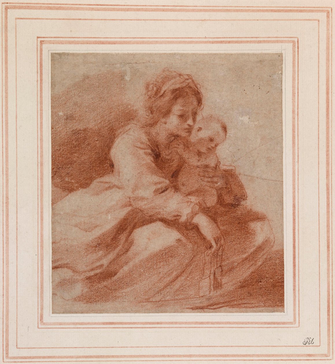 Die Jungfrau und das Kind (für die Madonna del Carmine, die einem Karmeliter ein Skapulier überreicht, in der Pinacoteca Civica von Cento, ca. 1615) - Guercino