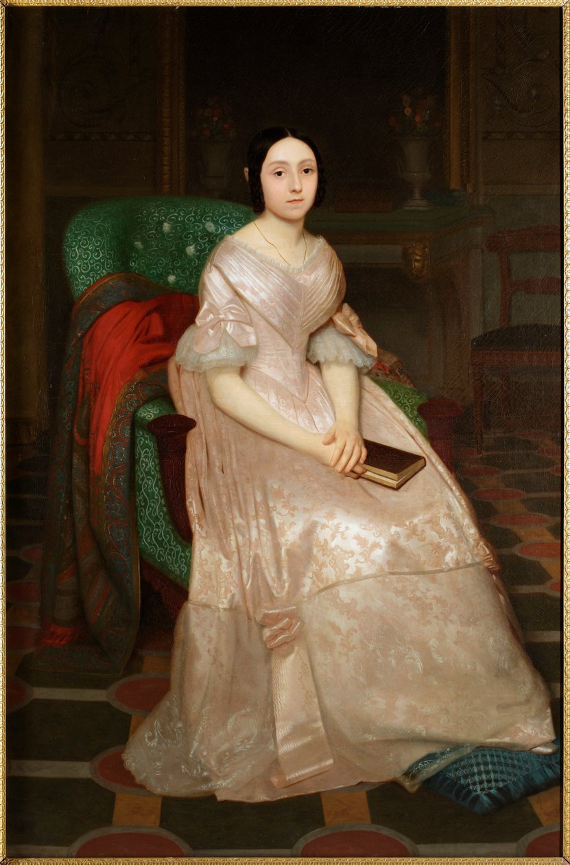 Portrait de la Marquise Emilia Negrone Centurione, peinture noble de Giuseppe Frascheri (1809-1886) - Guglielmo Castoldi