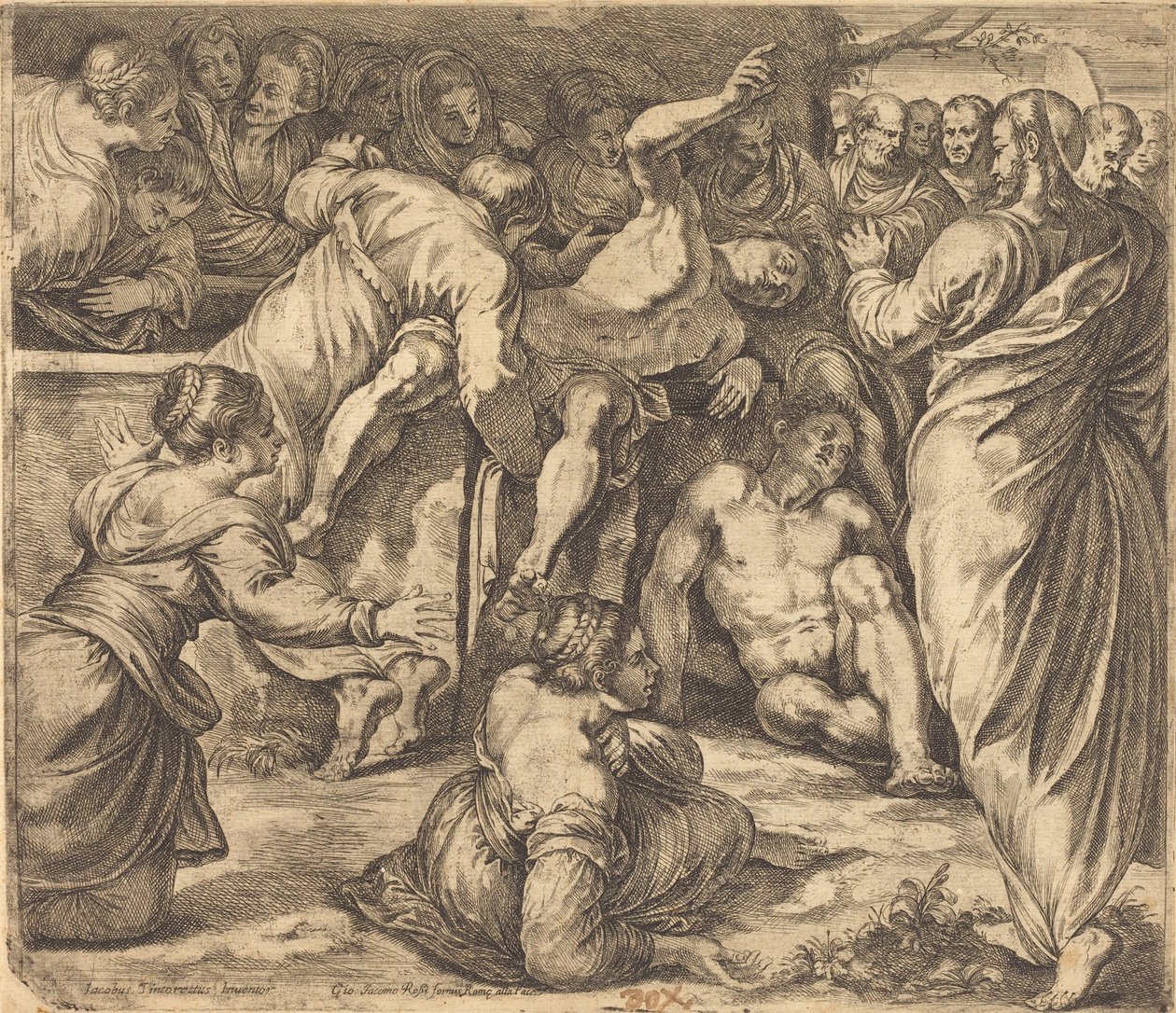 La Résurrection de Lazare - Guglielmo Cortese after Tintoretto