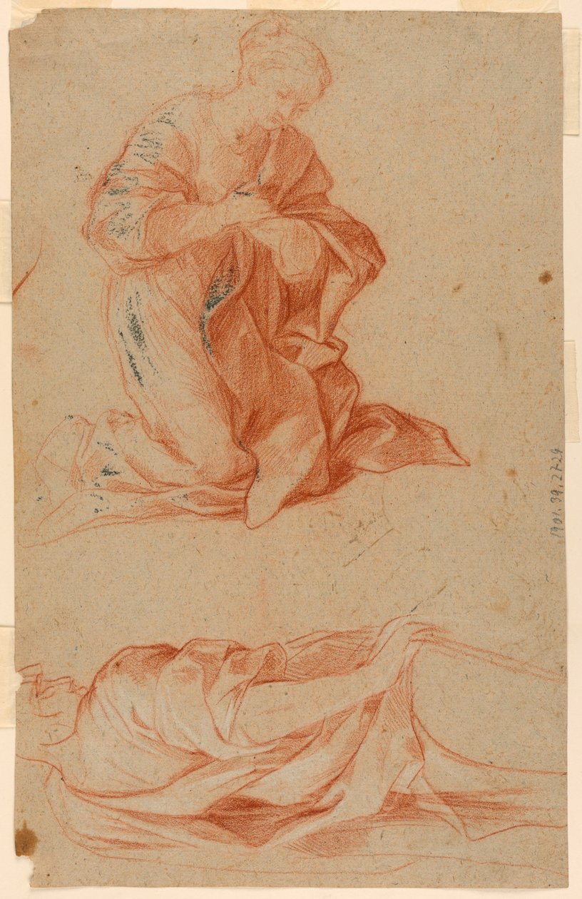 Dessin, études de la Vierge Marie et d