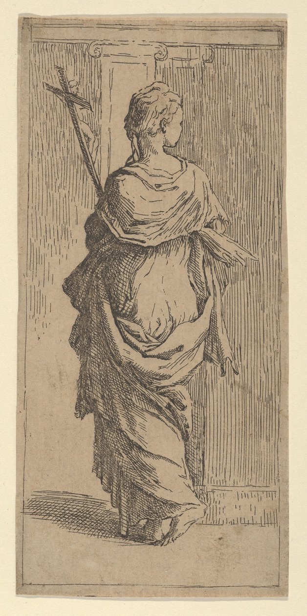Fille portant un crucifix et marchant vers un pilastre, vue de dos, vers 1590-1600 - Guido Reni