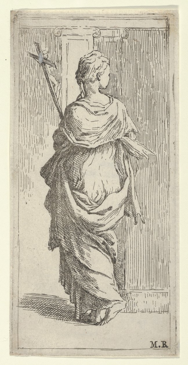 Fille portant un crucifix et marchant vers un pilastre, vue de dos, vers 1590-1600 - Guido Reni
