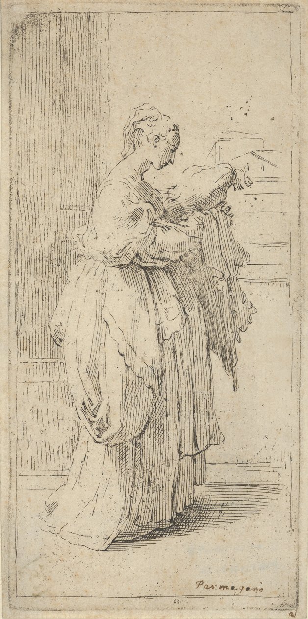 Fille portant un coussin, vue de profil vers la droite, 1590-1690 - Guido Reni