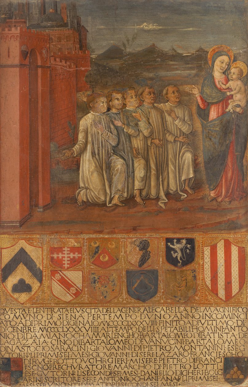 Le Chambellan et ses assistants devant la Vierge - Guidoccio di Giovanno Cozzarelli