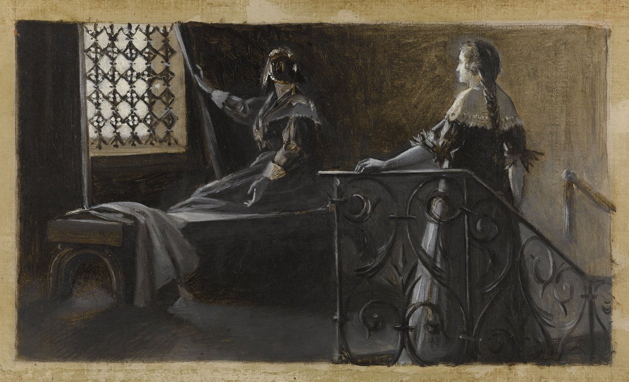 Ethel et la femme voilée, vers 1889 (huile sur toile) - Guillaume Albert Demarest