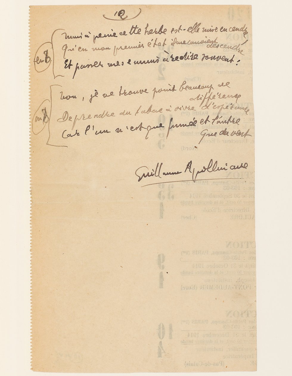 "Vie anecdotique. "Hymne de la Société des Nations". Tabac.", 15 août 1918 - Guillaume Apollinaire