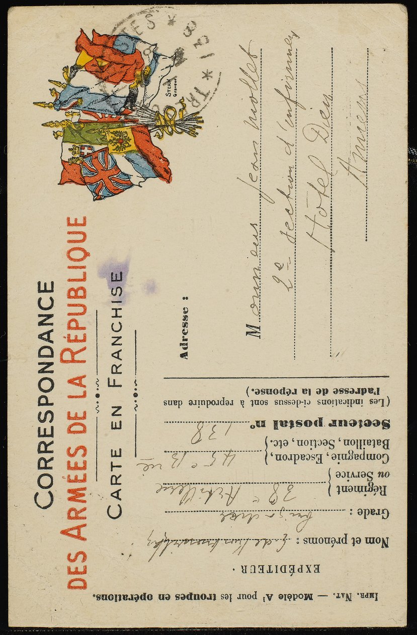 Carte postale autographe à Jean Mollet, 31 juillet 1915 - Guillaume Apollinaire