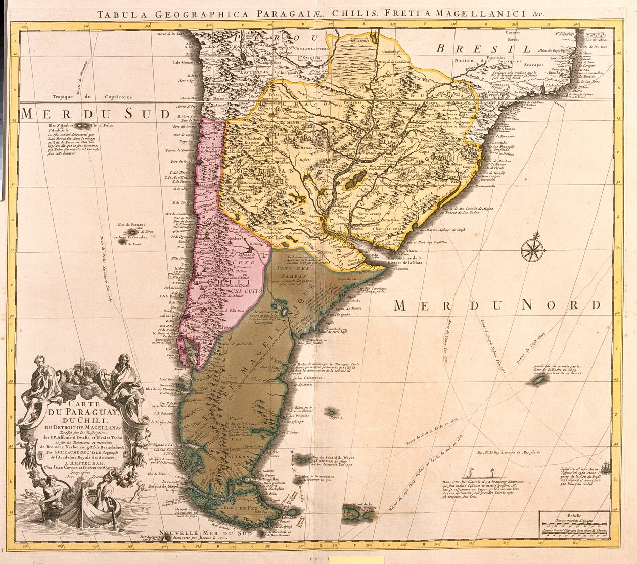Chili (sauf nord), Argentine, Paraguay, Uruguay, sud-est du Brésil, îles Malouines - Guillaume Delisle