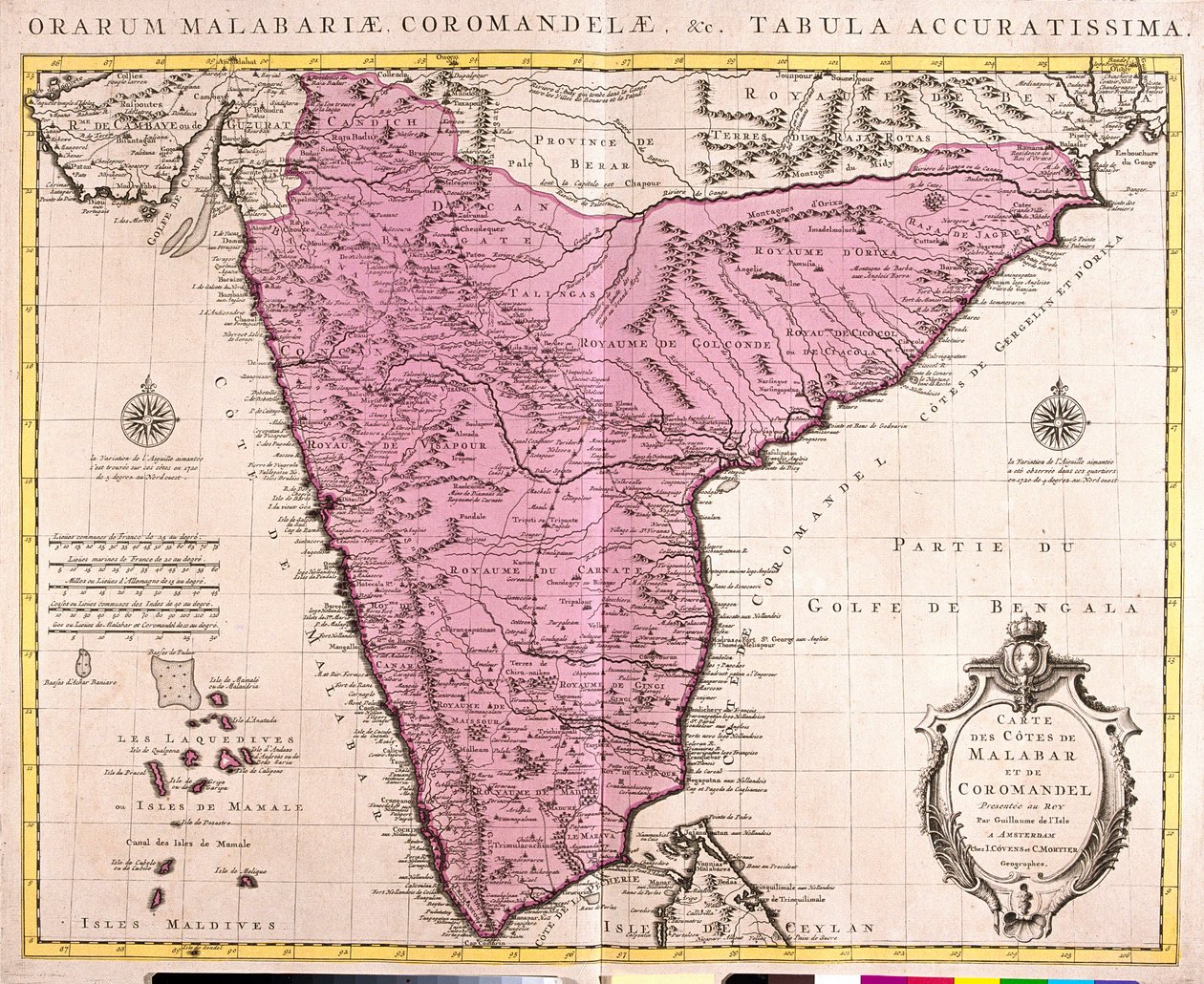 Carte de Coromandel et Malabar (Inde) - Guillaume Delisle