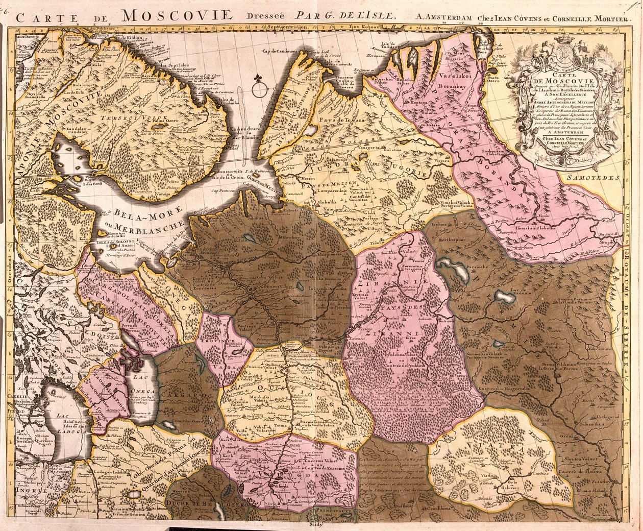 Carte du Grand Principauté de Moscou (Russie) (gravure) - Guillaume Delisle