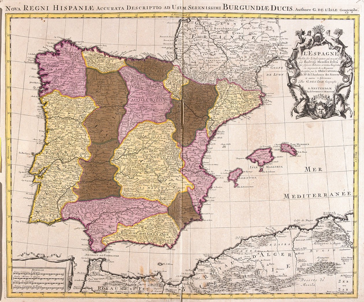 Carte de la péninsule Ibérique, Royaume du Portugal et d