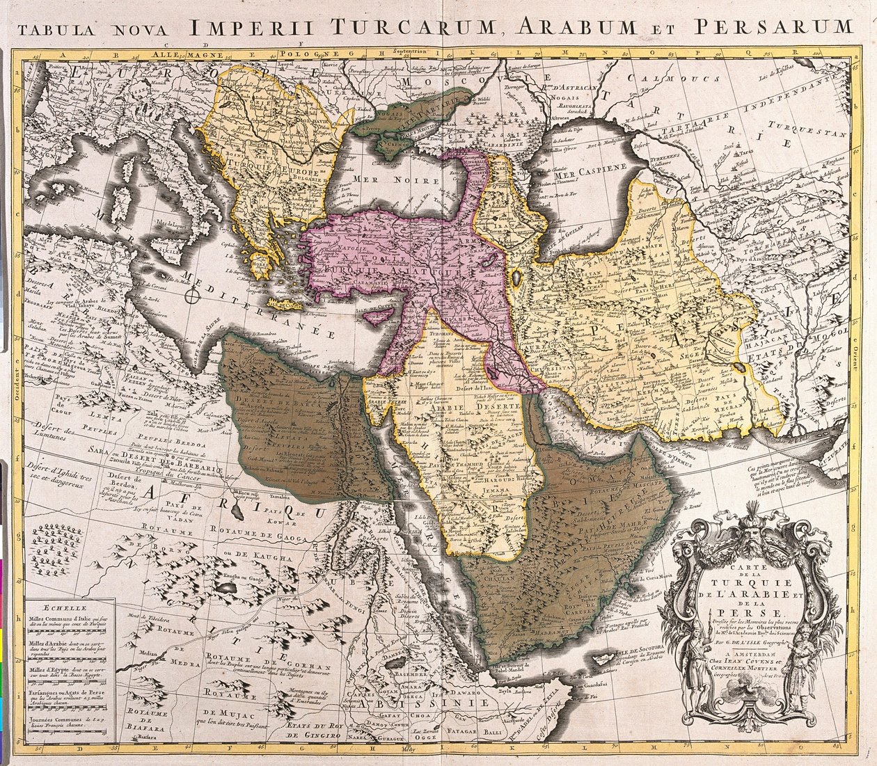 Carte du Moyen-Orient : Empire turc, Perse et péninsule arabique (gravure) - Guillaume Delisle