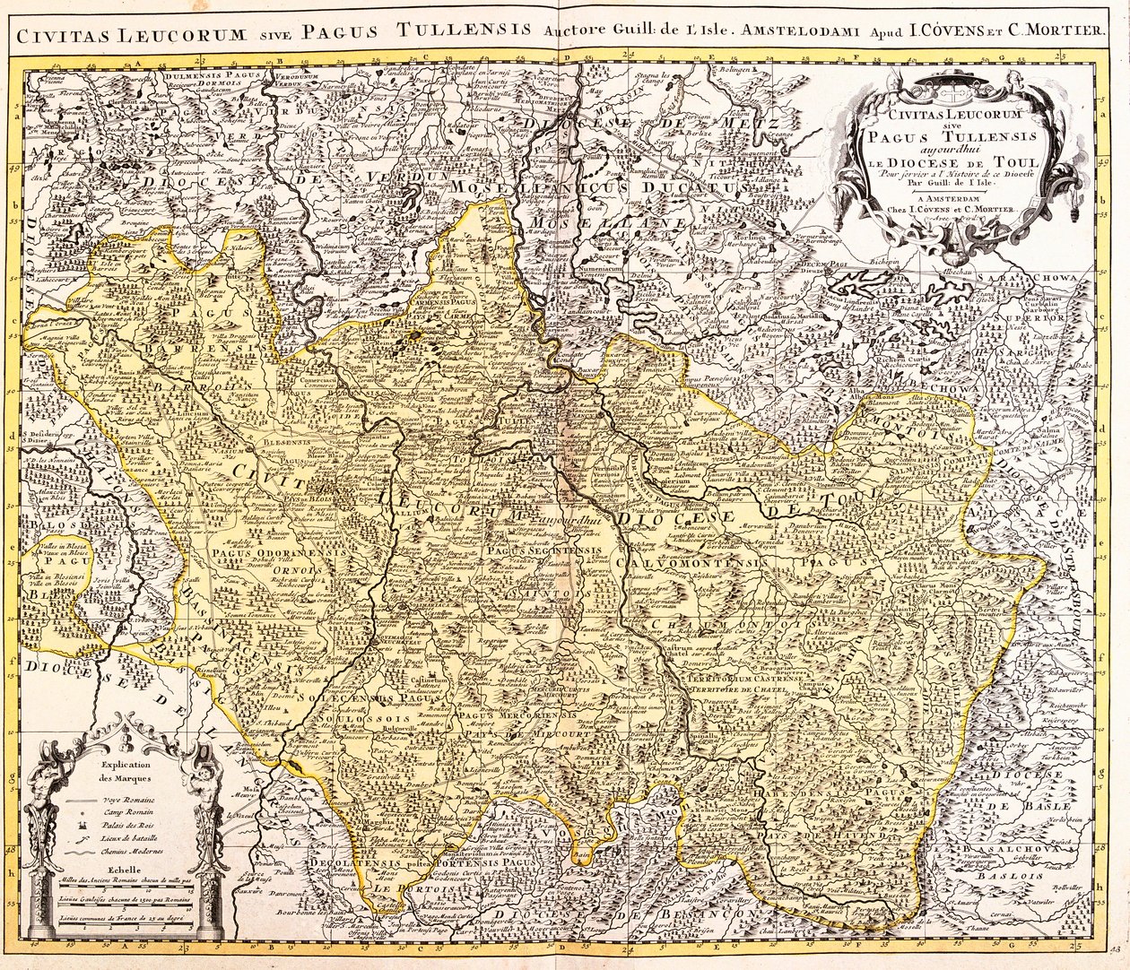 Carte du diocèse de Toul (Lorraine, France) (gravure) - Guillaume Delisle