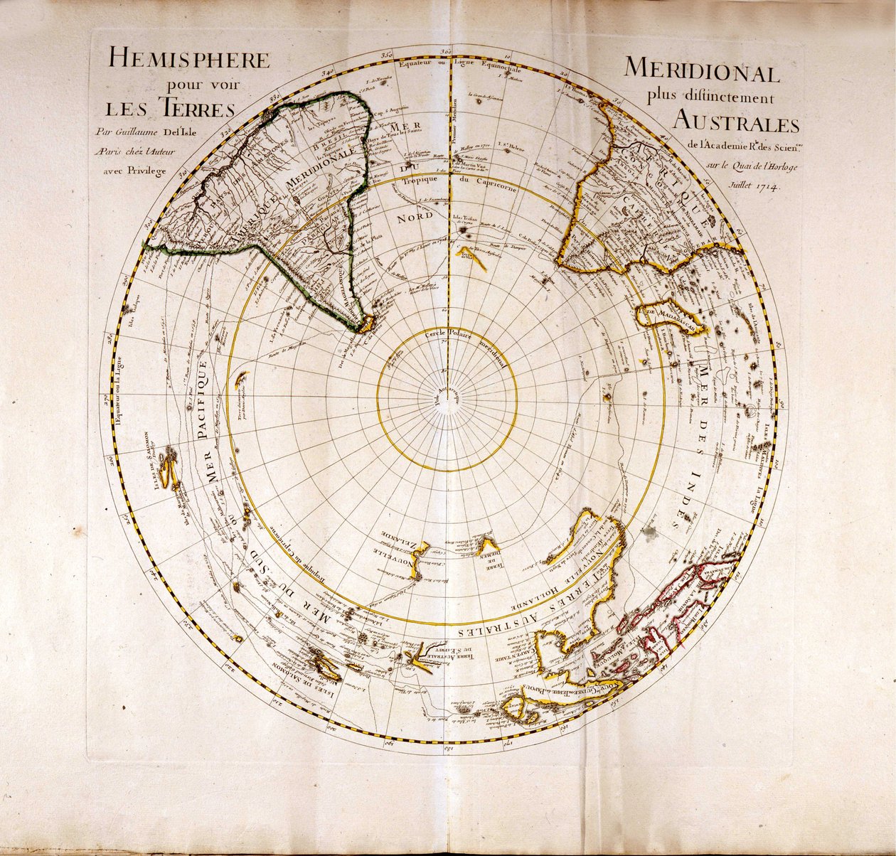 Vue du pôle Sud (Antarctique). Atlas de Guillaume Delisle, géographe - Guillaume Delisle