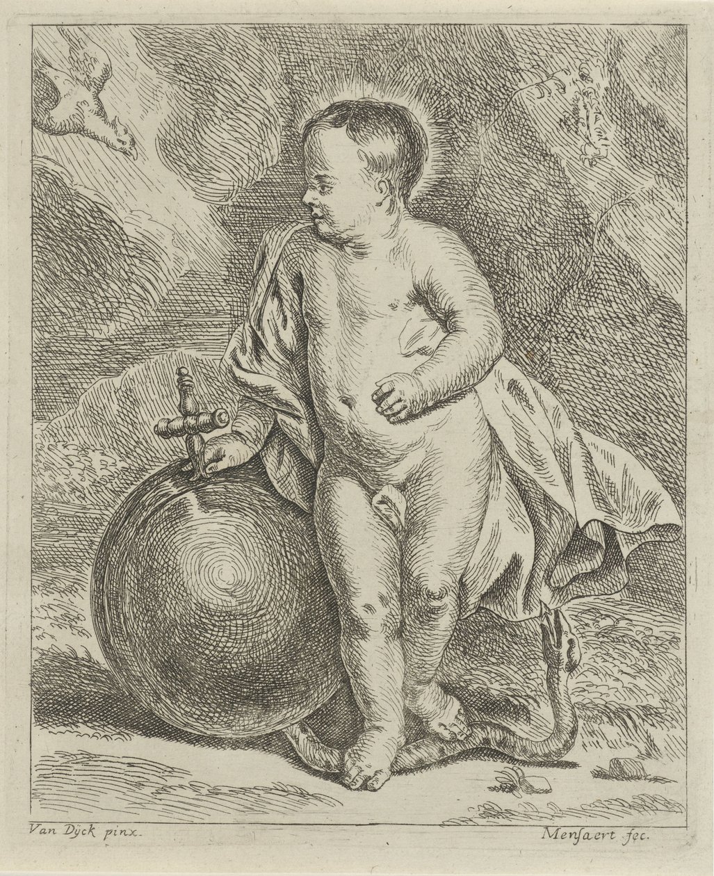 Enfant Jésus avec globe et serpent - Guillaume Pierre Mensaert