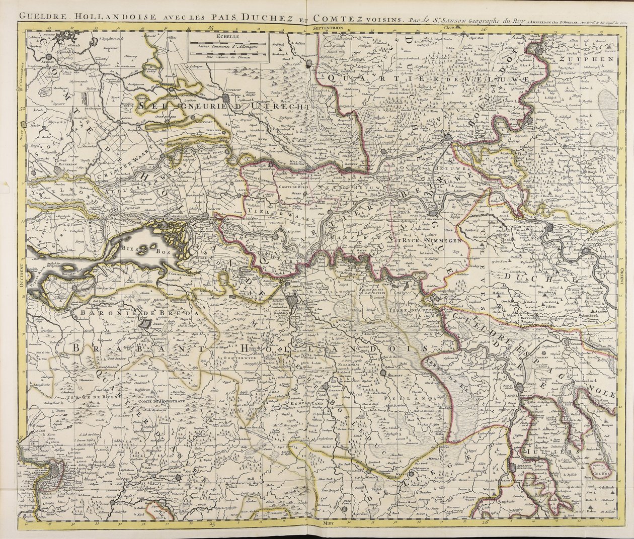 Gueldre hollandoise avec les pais, duchez et comtez voisins / par le sr. Sanson geographe du roy - Guillaume Sanson