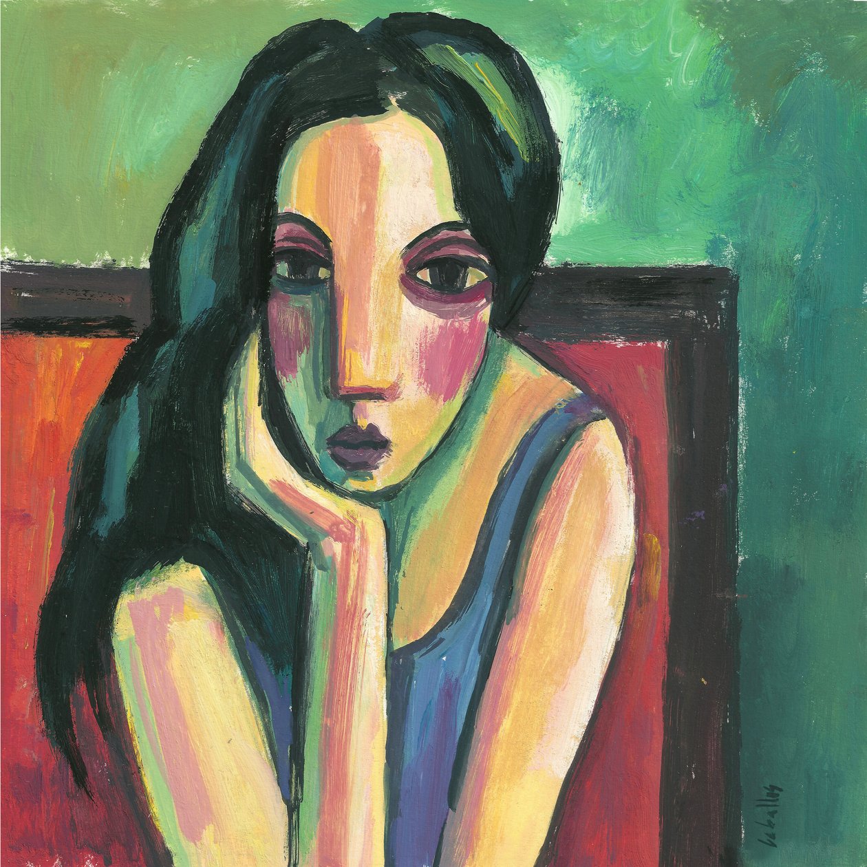 Fille aux cheveux noirs, 2013 (gouache sur papier) - Guillermo Martí Ceballos