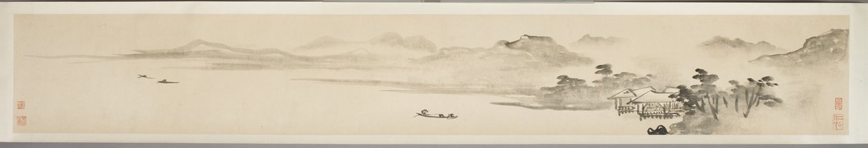 Paysage avec pêcheur et poème (encre sur papier) - Guo Xu Guo Xu