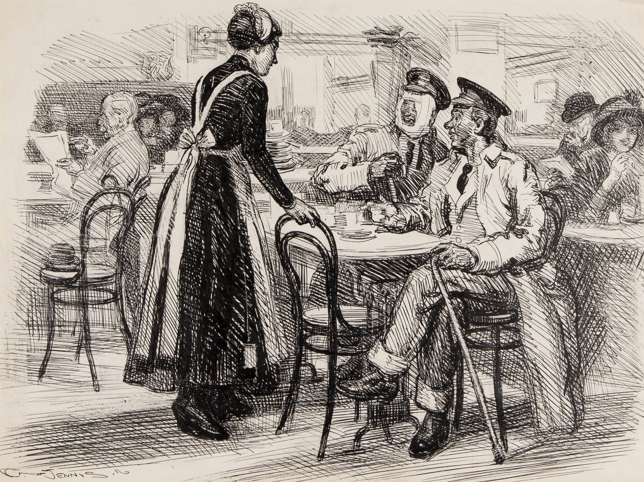 Dessin humoristique de la Première Guerre mondiale, probablement pour Punch, 1916 - Gurnell Charles Jennis