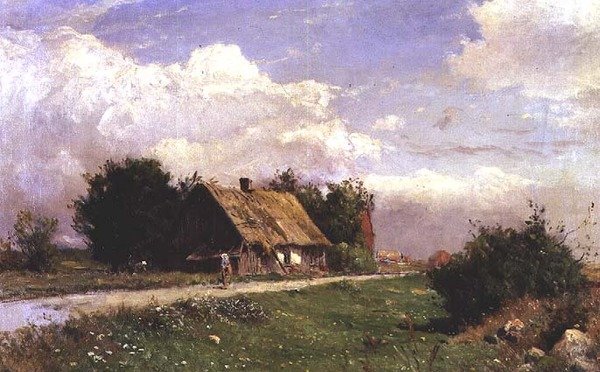 Un paysage boisé avec des personnages près d