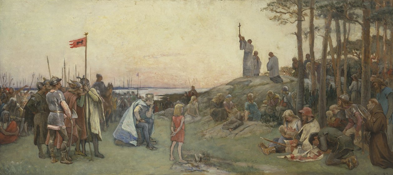 Ansgar prêchant le christianisme, 1889 - Gustaf Olaf Cederstrom