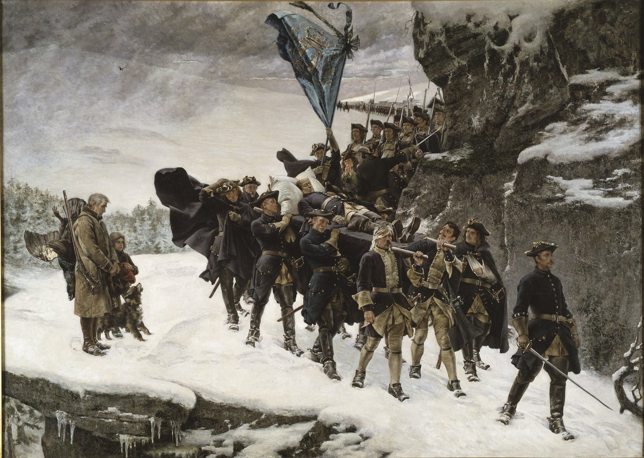 Ramener le corps du roi Carl XII de Suède, 1884 - Gustaf Olaf Cederstrom