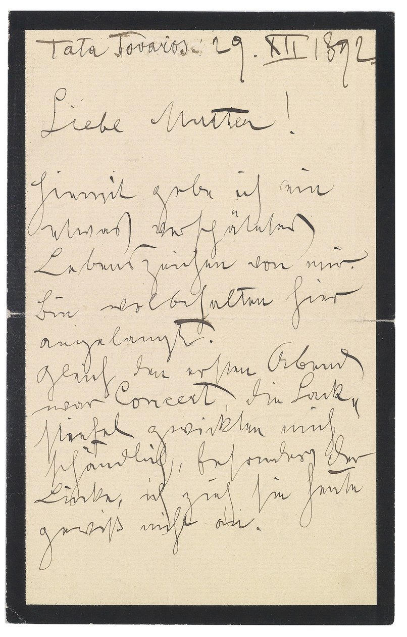 Lettre de Gustav Klimt à sa mère - Gustav Klimt