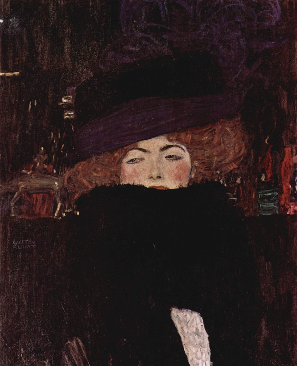 Dame au chapeau et boa de plumes - Gustav Klimt
