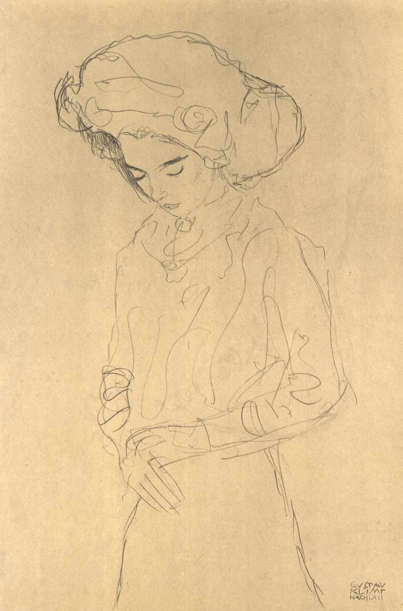 Fille regardant en bas - Gustav Klimt