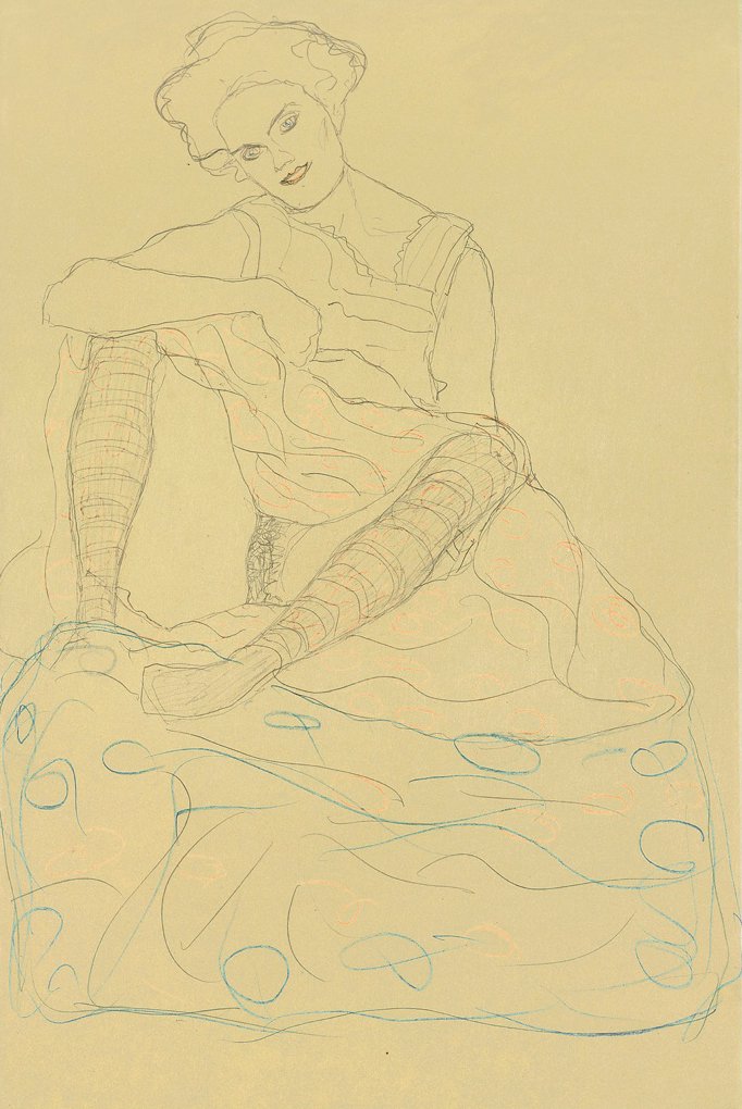 Demi-nu assis avec les jambes écartées - Gustav Klimt