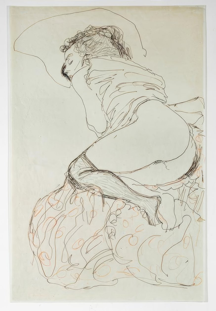 Nu semi-allongé, tourné vers la gauche - Gustav Klimt
