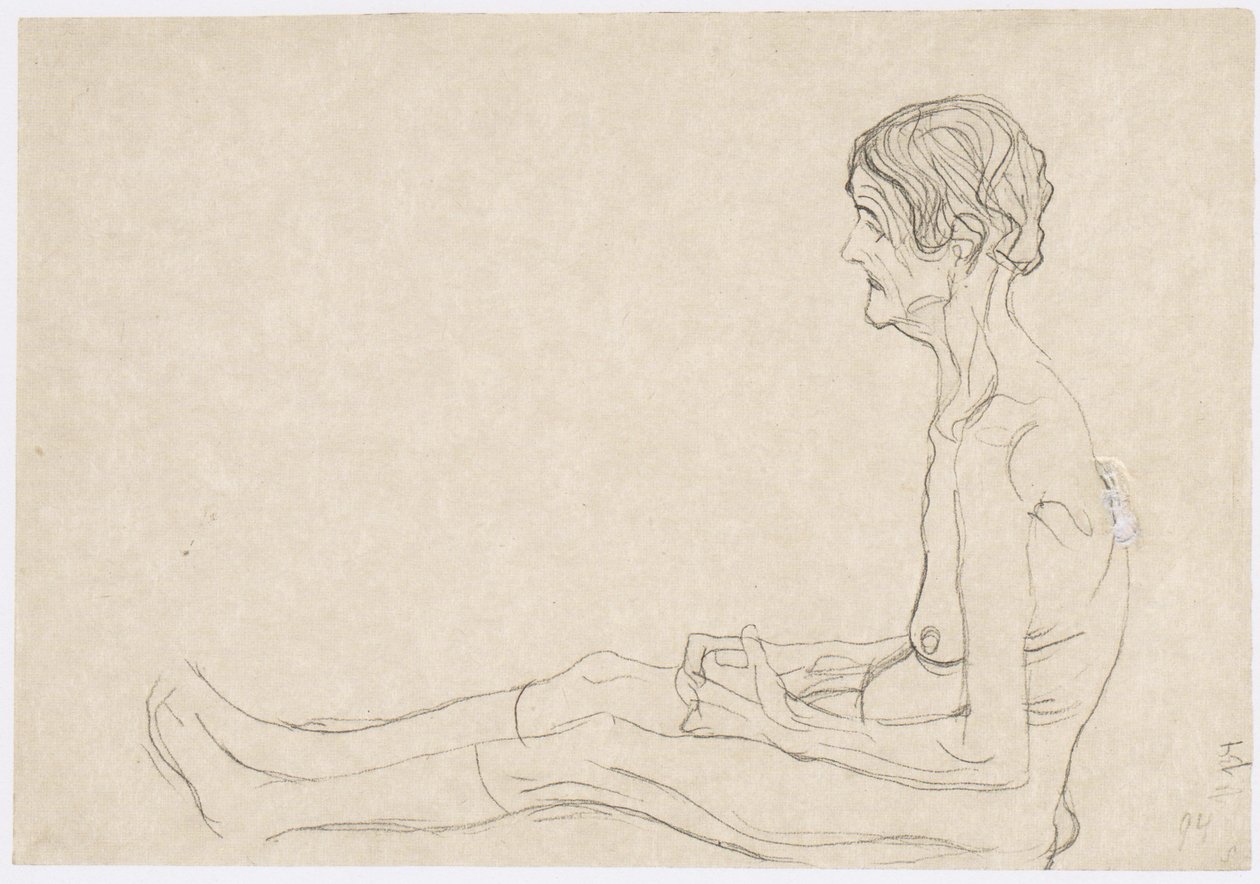 Vieille femme assise vers la gauche - Gustav Klimt